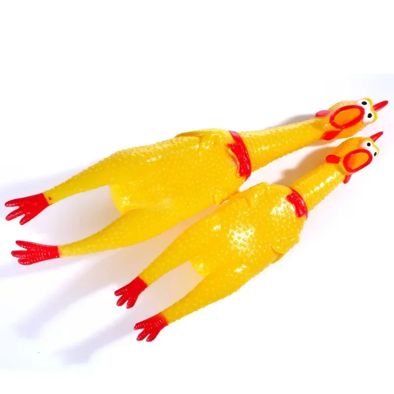 1PCS Screaming Chicken Squeezing Sound Toy | Dog Chew,  Durable And Fun Yellow Rubber  Chicken