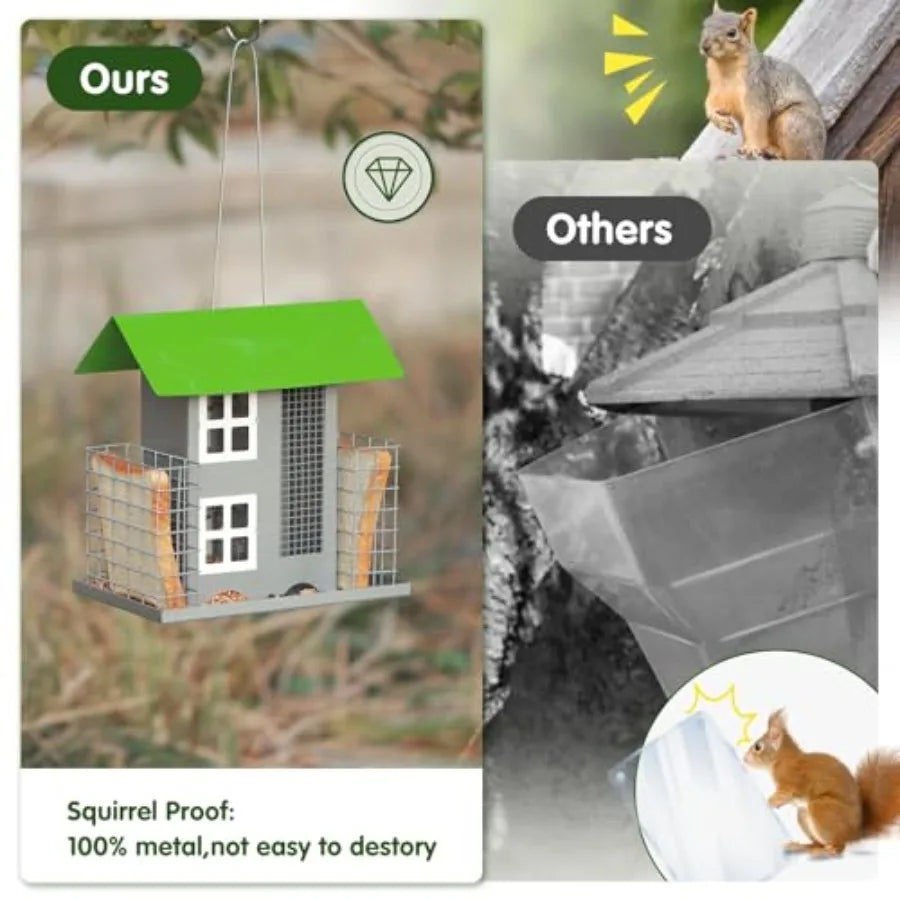 【Spot goods】Metal Bird Feeders for Outdoors | Wild Bird Feed with 2 Suet Cage | Squirrel Proof Hanging Feeder Large Capacity