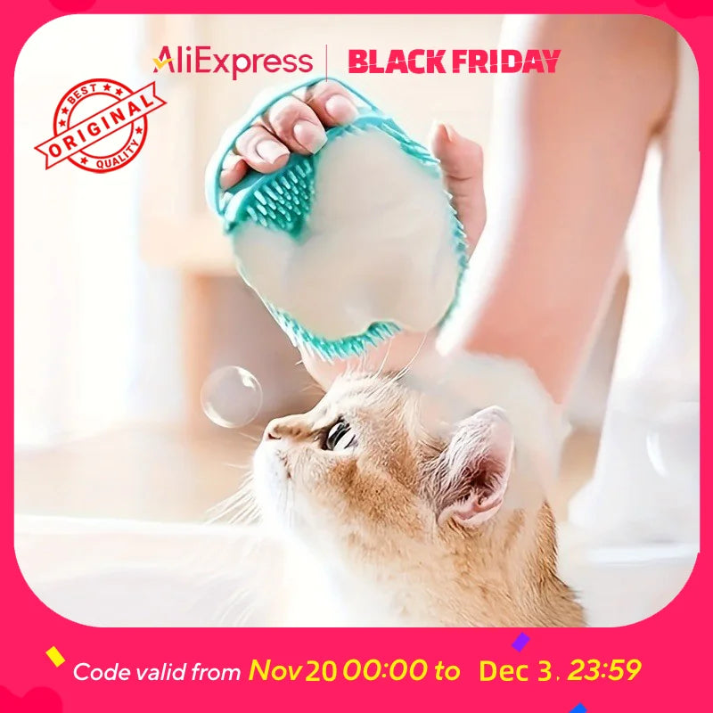 Multi-Functional Pet Cleaning Brush – Silicone, Hair Removal, Massage Bath, Dog-Safe with Bubbles