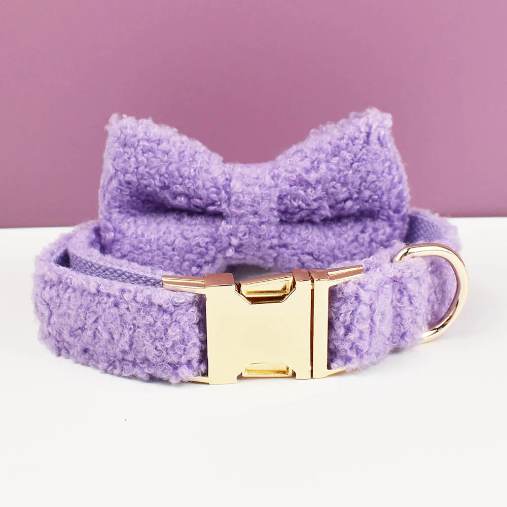 Luxury Personalized Dog Collar Harness Leash set custom,  Logo detachable dog bow tie collar leash diy