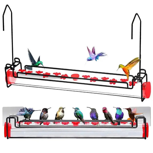 Window Hummingbird Feeder, Wild Bird Feeders With Flower, Feeding Ports Leak-Proof Food Dispenser For Garden