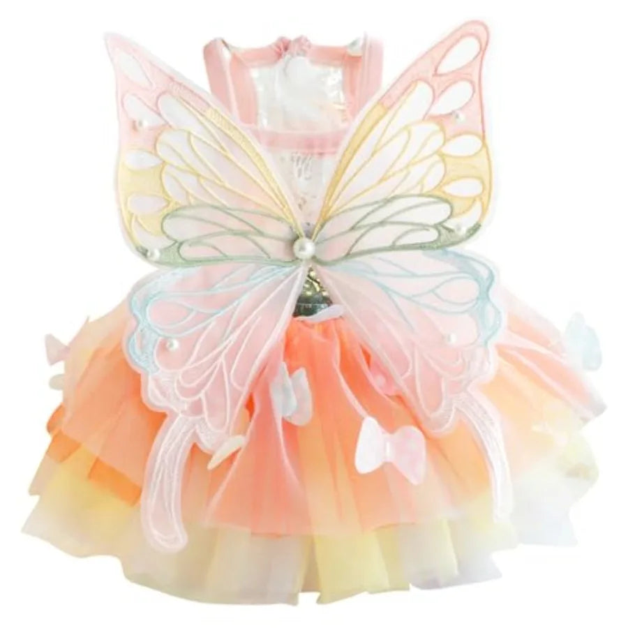 【Spot goods】Rainbow Butterfly Dog Dresses for Small Dog |  Lace Tutu Princess Dress Cat Outfit Butterfly Costume