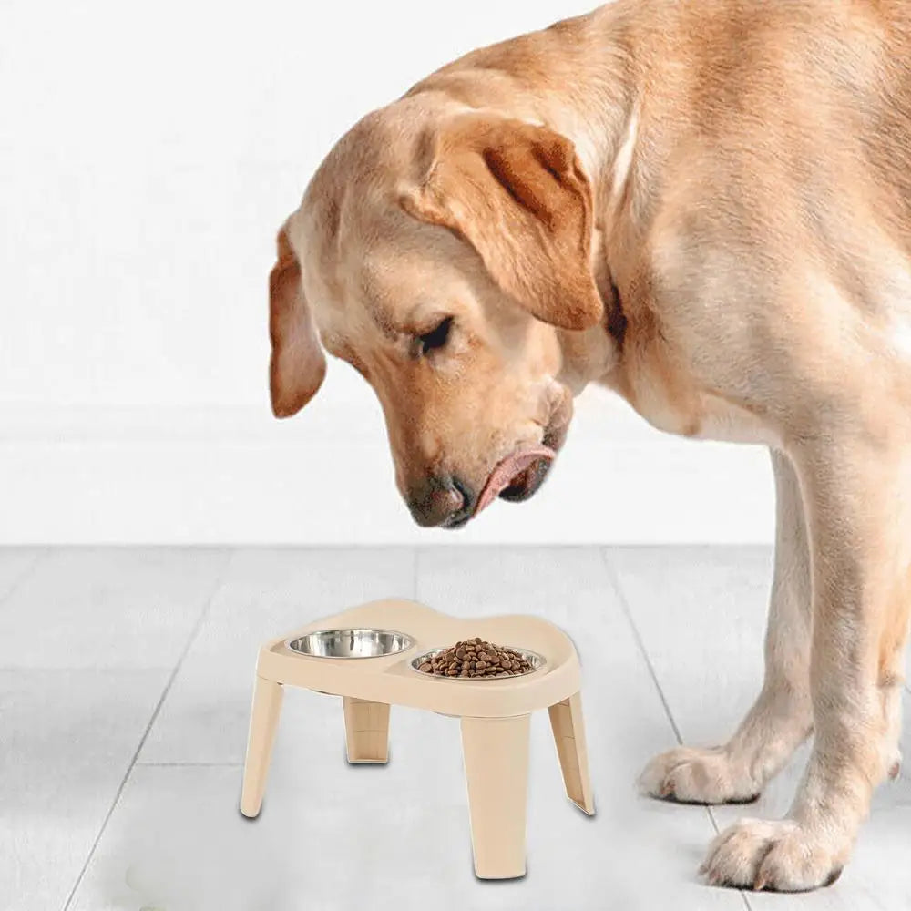 Elevated Dog Feeder foldable Raised Stand with Double Stainless Steel Food Water Bowls for Small Medium Large Dogs