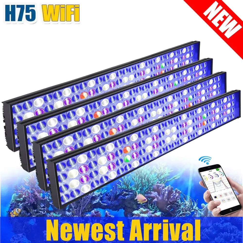 NEW PopBloom WiFi Led Aquarium Light, Full Spectrum Marine Lamp For 60-240cm Reef Corals | Seawater Led Fish Tank Lights
