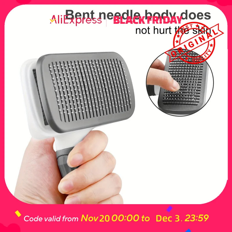1pc Gentle Dog & Cat Grooming Brush - 1-Touch Detangling/3-Minute Deshedding, Ergonomic Handle, , Easy Clean