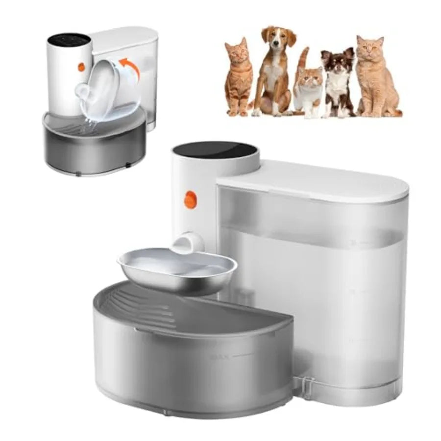 Smart Pet Water Fountain Stainless Steel Bowl 2025 Upgraded. Automatic Water Dispenser for Cats Small Dogs Self-Refill Tipping W