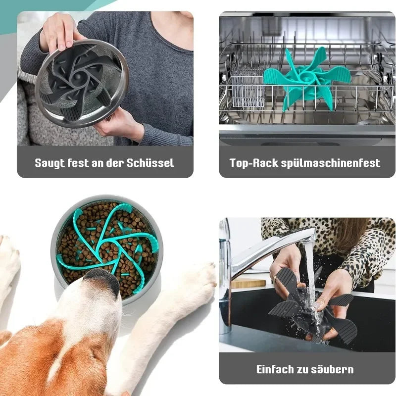 Pet Feeder Plugin Powerful Suction Cup, Slow Food Anti Choking Bowl,  Convenient Easy Clean Extended Dogs Eating Time