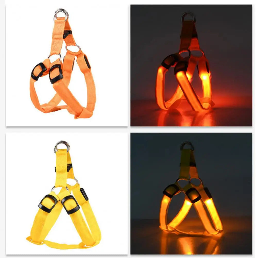 Adjustable LED Harness USB Rechargeable | Light Up Dog Harness | Glow-in-The-Dark Safety Vest | For Small Medium Dogs Pets Arnes
