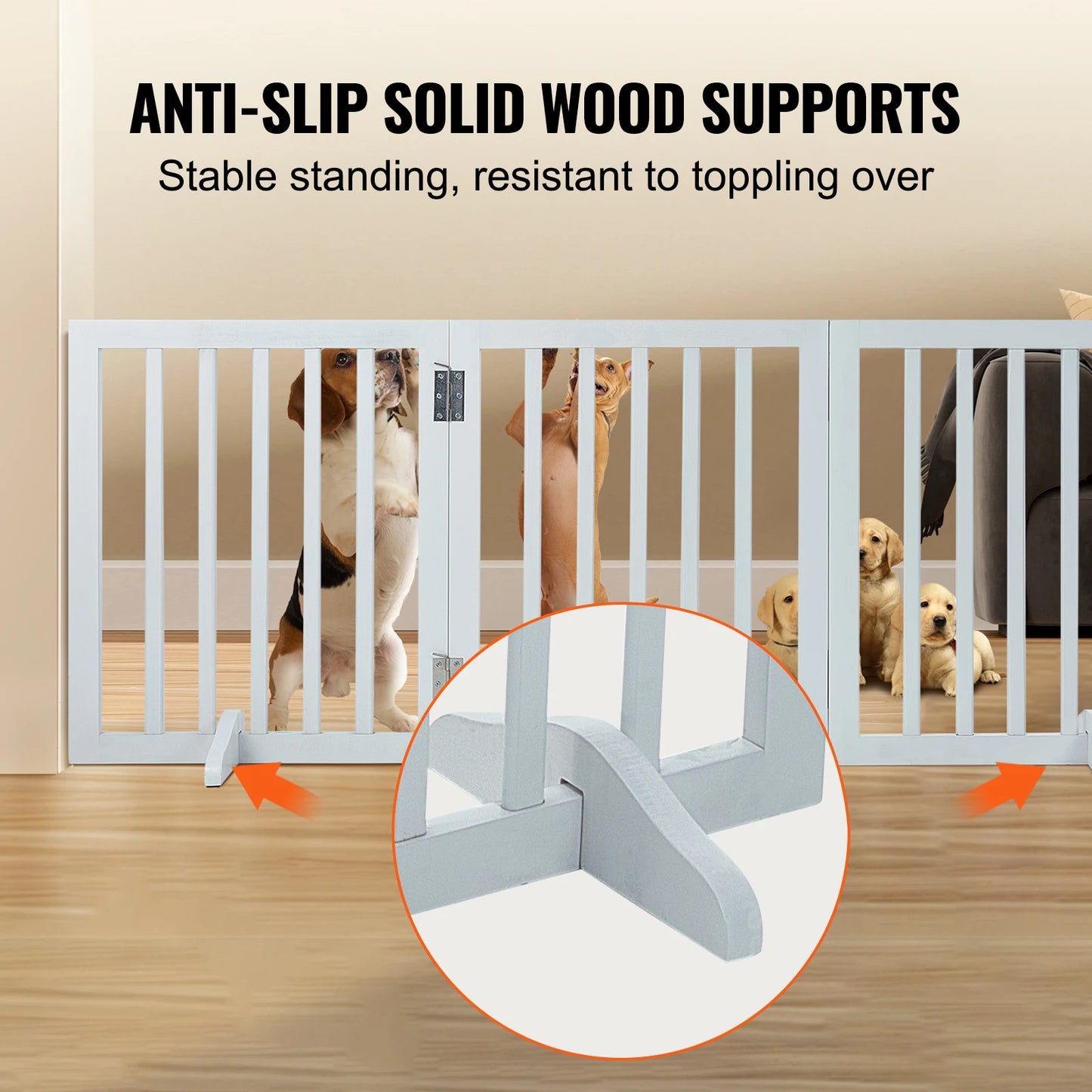 SucceBuy Free Standing Dog Gate 3 Panels | Foldable, Expandable  Dog Gate for Narrow Passageways
