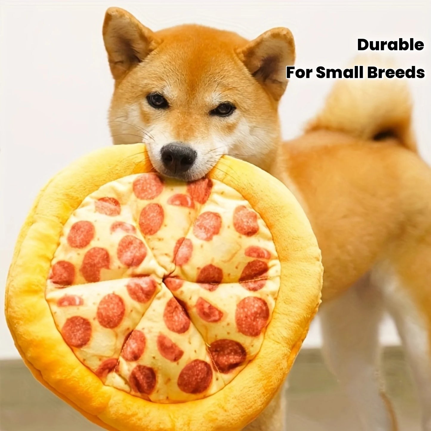 Squeaky Plush Pizza & Shrimp Dog Toy | Durable Chew for Small Breeds Interactive Play | Soft Teething Puppy Chew Toys