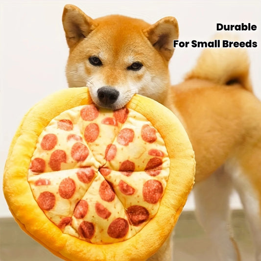 Squeaky Plush Pizza & Shrimp Dog Toy | Durable Chew for Small Breeds Interactive Play | Soft Teething Puppy Chew Toys