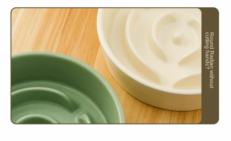 Ceramic Cat Dog Bowl, Ideal for Small and Medium-Sized Dogs, Slow Feeder Anti-Choking
