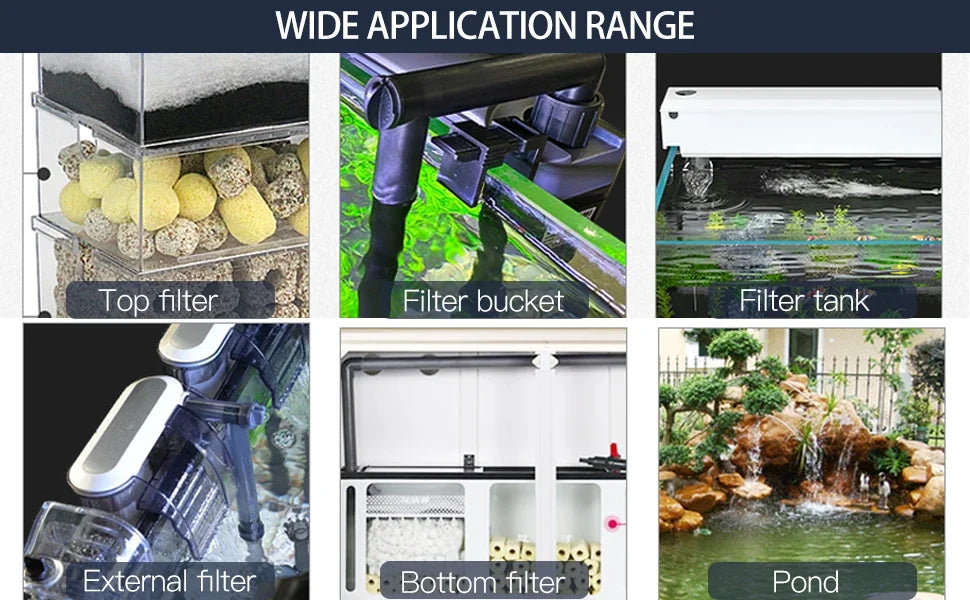 12D 8D Aquarium Filter Bio Sponge | Fish Tank Filter Media No Glue | Foam Cotton Skimmer Aquarium Water Filtration