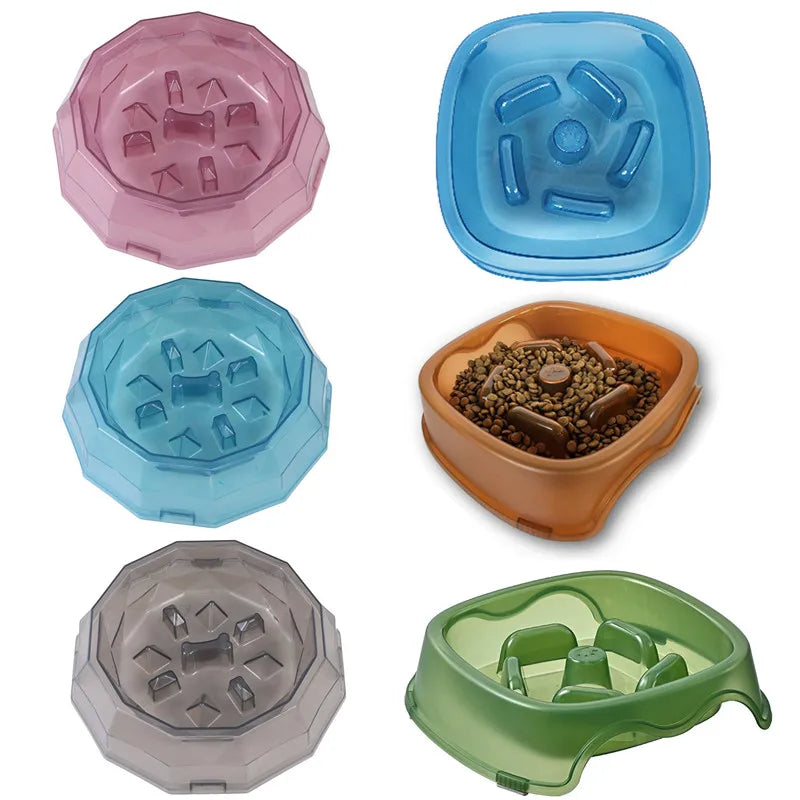 Pet Cat And Dog Slow Food Bowl, Anti-choking Thickened And Non-slip Multiple Colors and Shapes