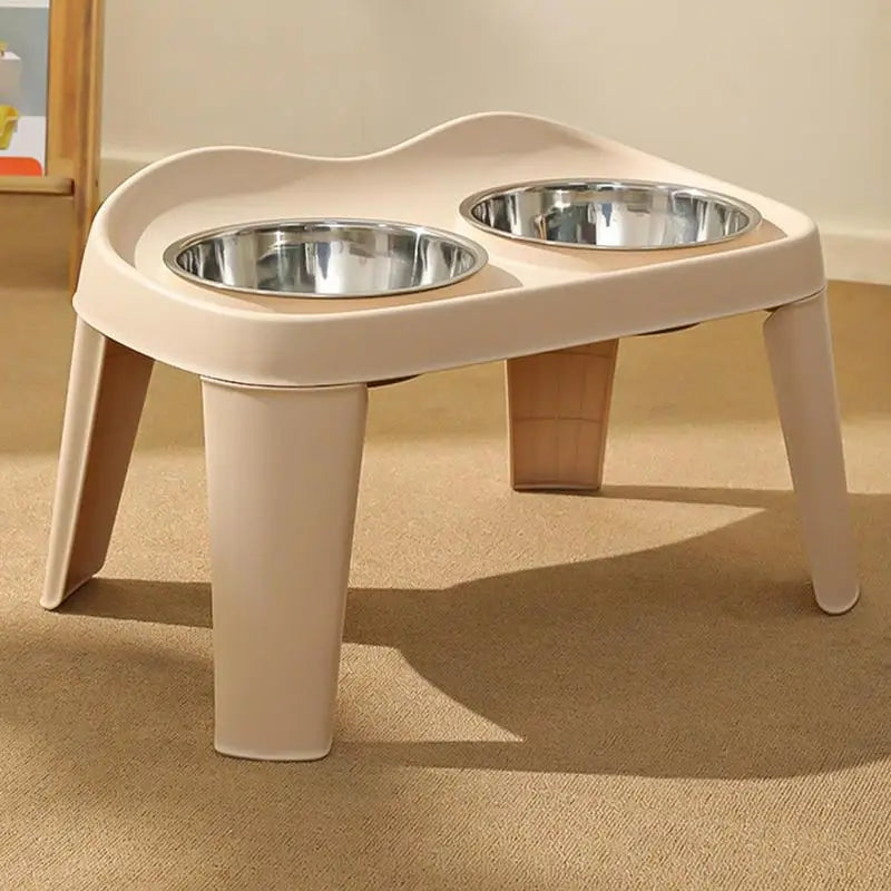 Elevated Dog Feeder foldable Raised Stand with Double Stainless Steel Food Water Bowls for Small Medium Large Dogs