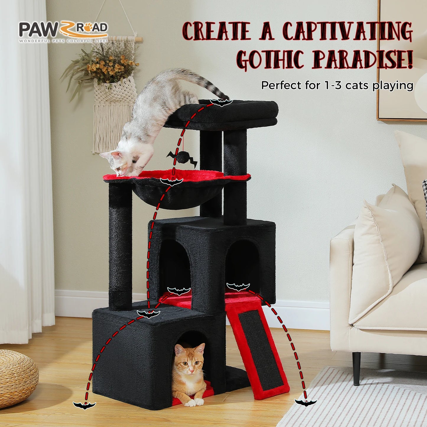 Large Cat Tree for Indoor Cats Multi-Level Tower with Spacious Condos Sisal Scratching Pad House Accessories Cat Toys