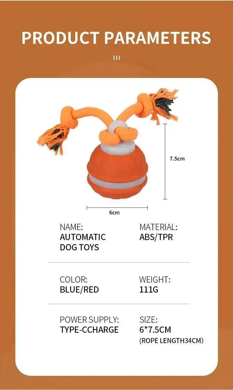 Smart Interactive Teasing Ball With Motion Activated Automatic Moving Squeaky Dog Toy Balls 
 Chew Toys Knot Rope