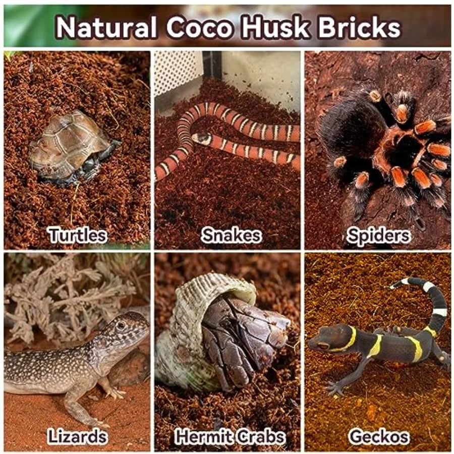 【Spot goods】4 Pack Compressed Coconut Fiber Substrate - 100% Organic Coconut Fiber Brick Bedding for Reptiles Natural Coco Husk