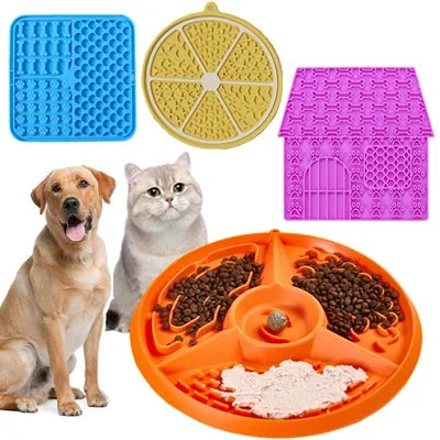 Pet Cat And Dog Slow Food Bowl, Anti-choking Thickened And Non-slip Multiple Colors and Shapes