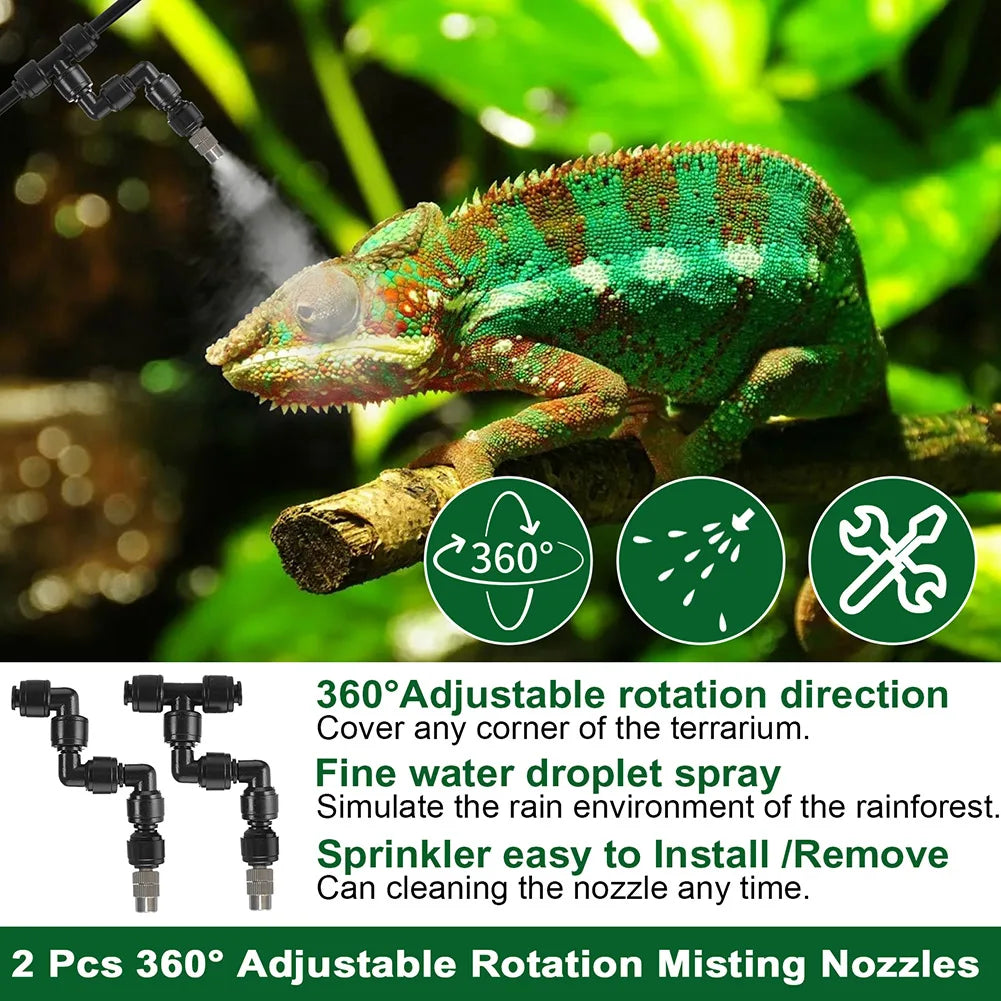 Automatic Reptile Mist Sprinkler & Timer Auto Controller Spray Kit System for Terrariums Amphibian, Lizard, Snake, Frog and Plants