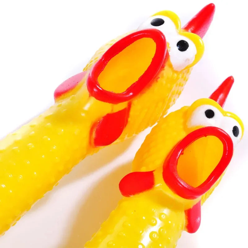1PCS Screaming Chicken Squeezing Sound Toy | Dog Chew,  Durable And Fun Yellow Rubber  Chicken