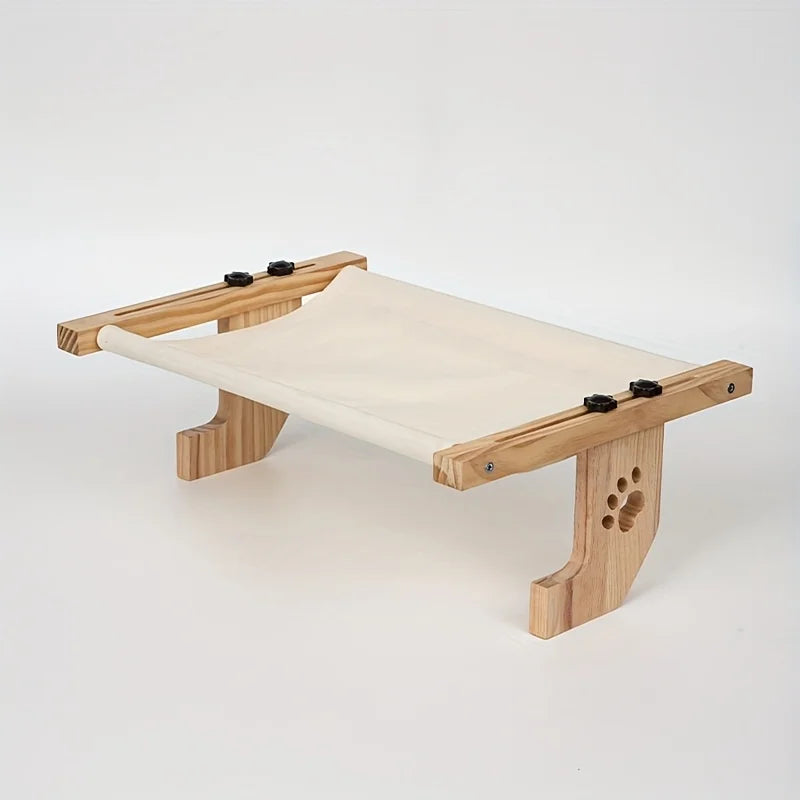 Cat window sill hammock, suitable for indoor cats, wooden and metal frame, easy to adjust window cat bed