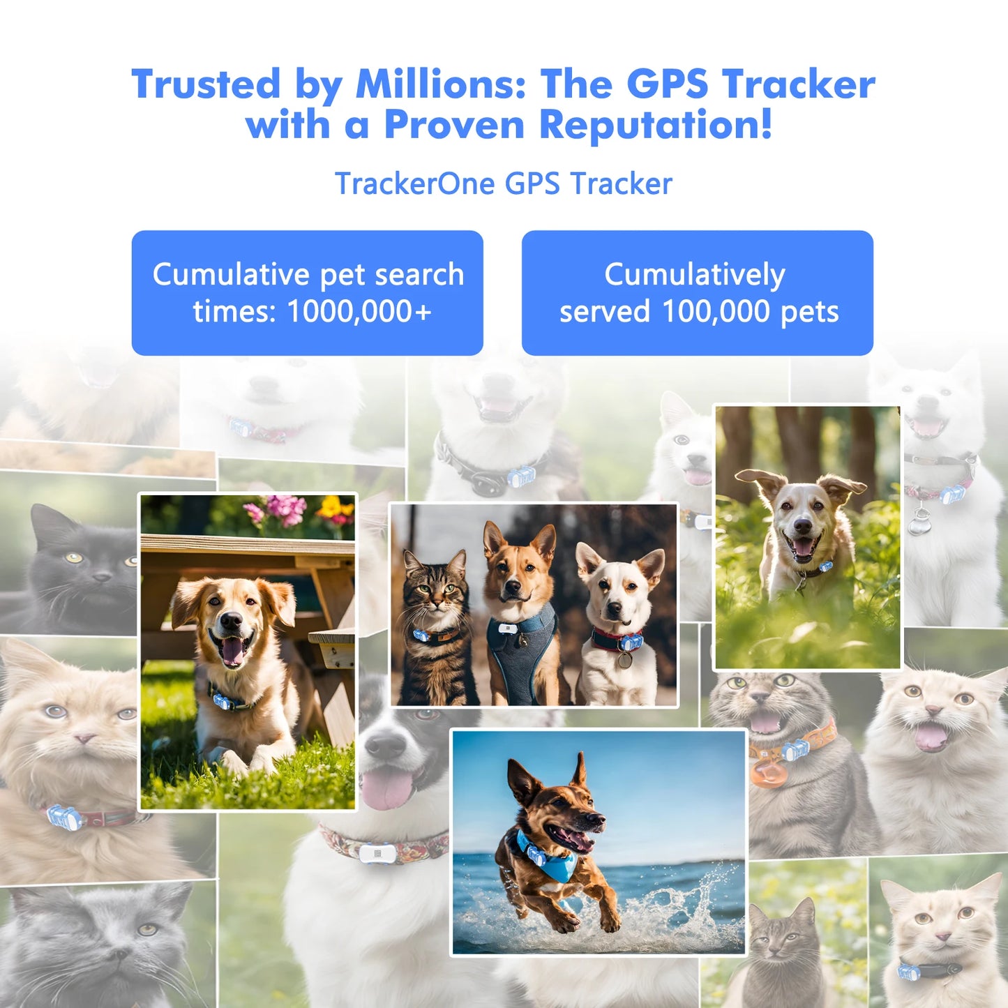 GPS Pet Tracker for Dogs and Cats | Real Time Tracking Unlimited Distance QR Code | Anti-Lost Locator with 1-year Service