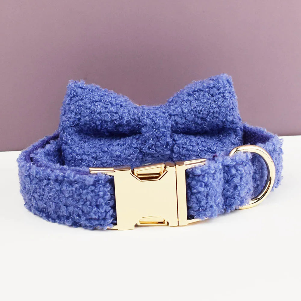 Luxury Personalized Dog Collar Harness Leash set custom,  Logo detachable dog bow tie collar leash diy