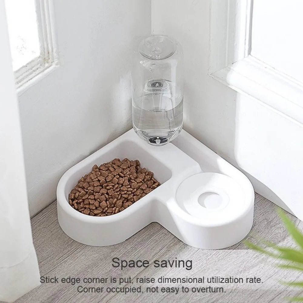 Automatic Pet Feeder & Water Bowl 500ml, Portable Slow Feeder Dish for Cat & Dog