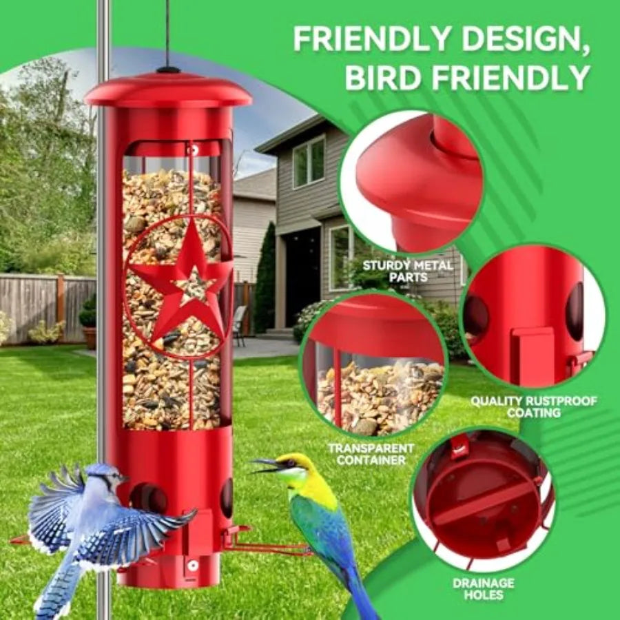 【Spot goods】Squirrel Proof Bird Feeders for Outdoors Hanging Metal | Squirrel Proof Bird Feeder with Gravity Protection 3LB Large