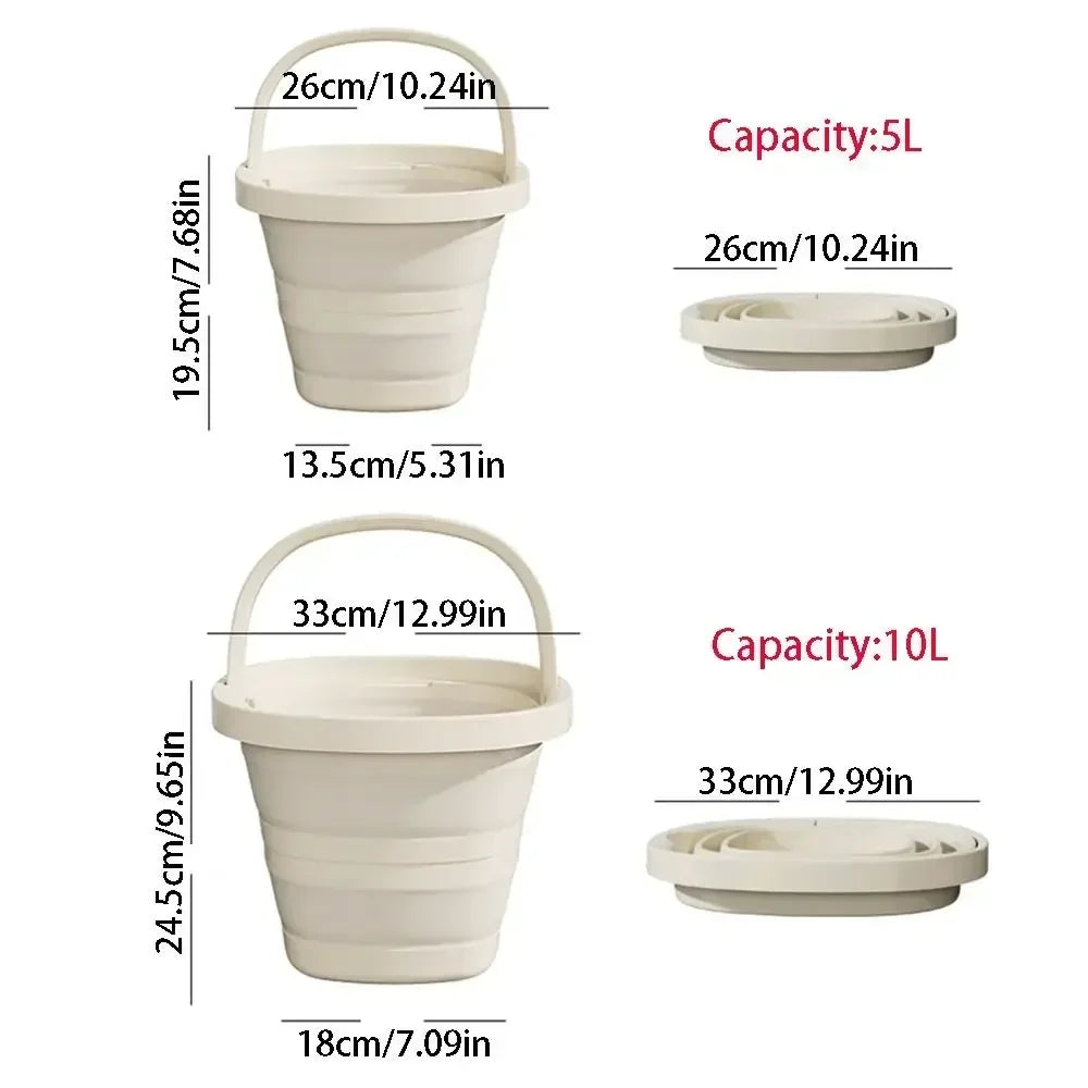 Multifunctional Folding Bucket 5/10L Portable Outdoor Fishing Bucket, Compact Thickened Collapsible Wash Basin