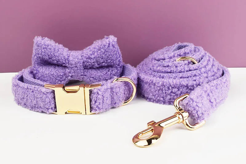 Luxury Personalized Dog Collar Harness Leash set custom,  Logo detachable dog bow tie collar leash diy