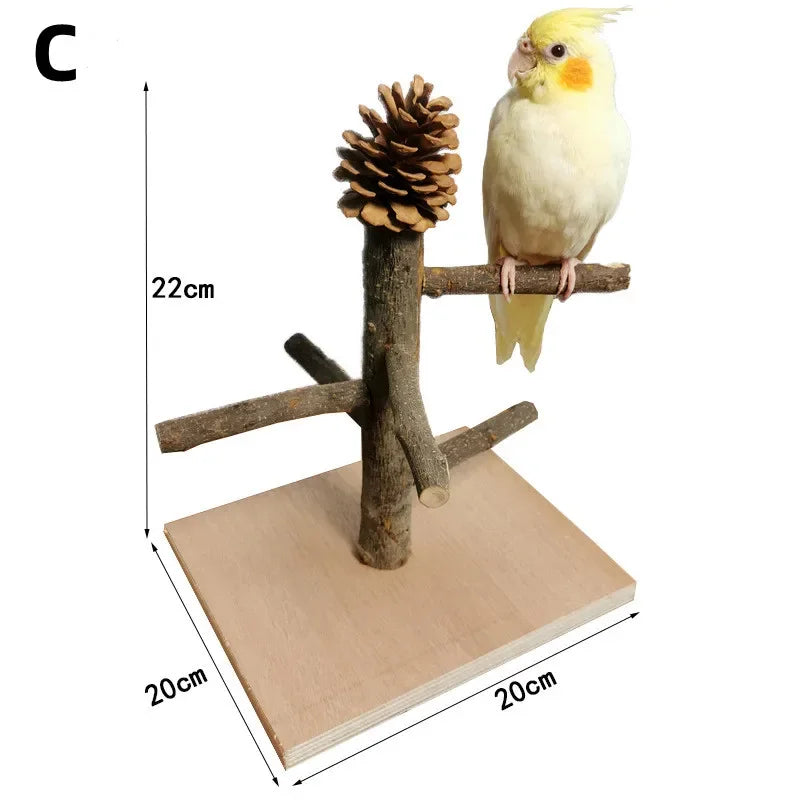 Solid Wood Parrot Stand Training | Wooden Pole Ladder Game Small Pet Interactive Amusement Park Desktop