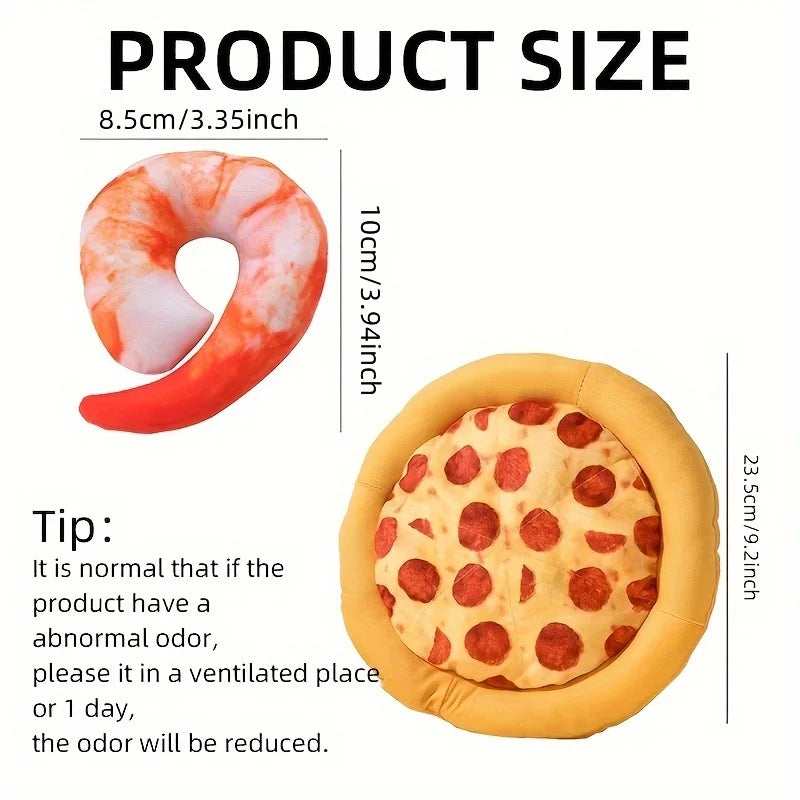 Squeaky Plush Pizza & Shrimp Dog Toy | Durable Chew for Small Breeds Interactive Play | Soft Teething Puppy Chew Toys