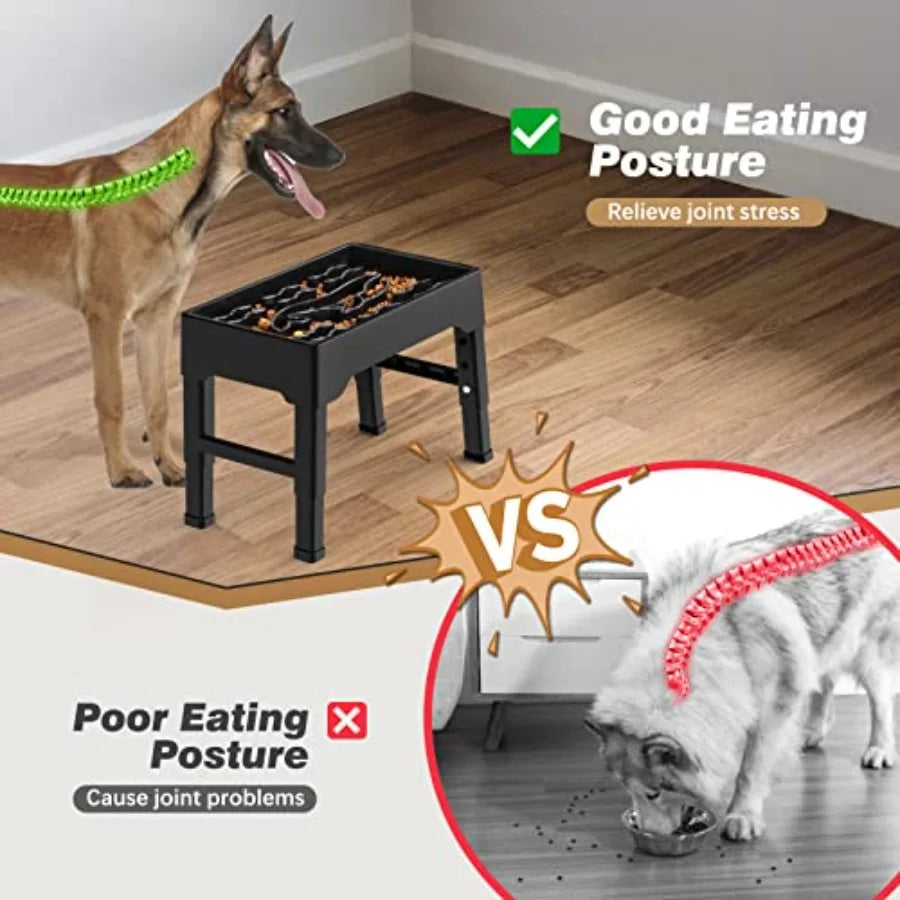 【Spot goods】Elevated Slow Feeder Dog Bowls 9 Cups for Large Breed with 4 Adjustable Heights
