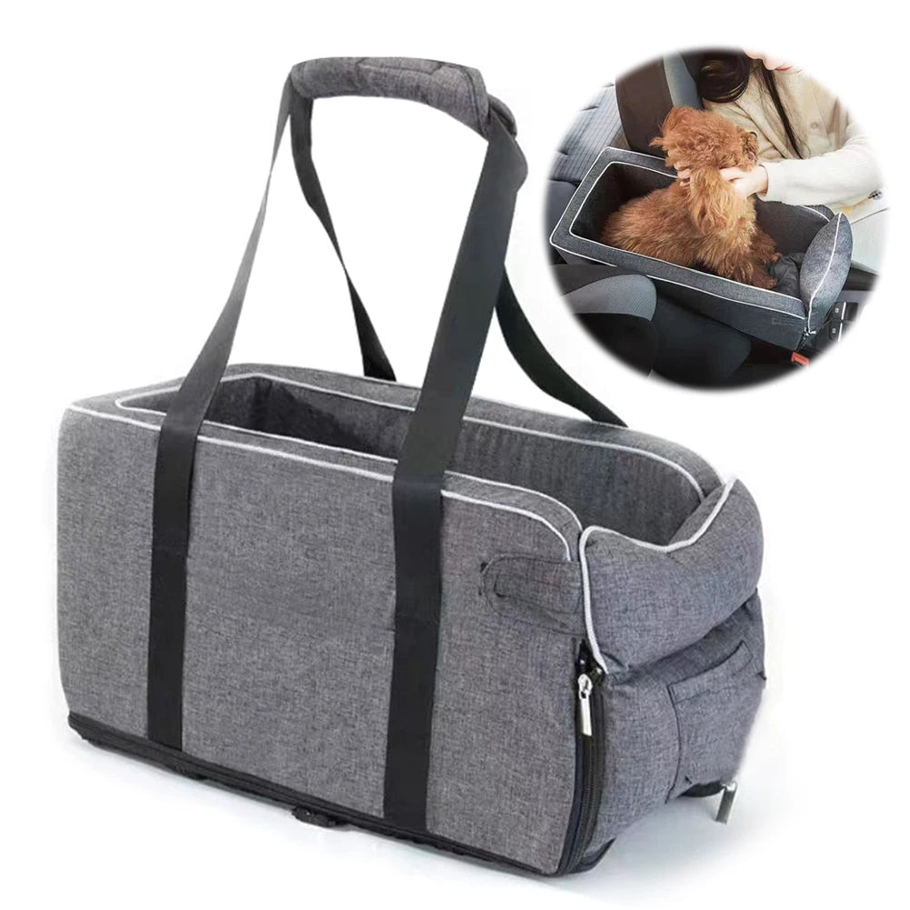Multipurpose Center Console Dog Car Seat with Shoulder Straps Portable Pet Booster Seats for Small Dogs