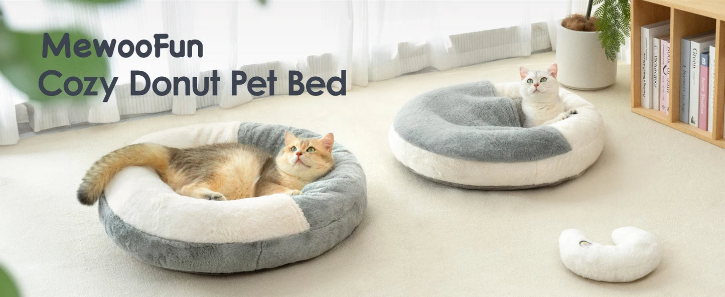 MEWOOFUN Cat Bed Cav | Cute Enclosed Bed With Blanket Washable | Non Slip Base for Kitten and Puppy (22' x 22')