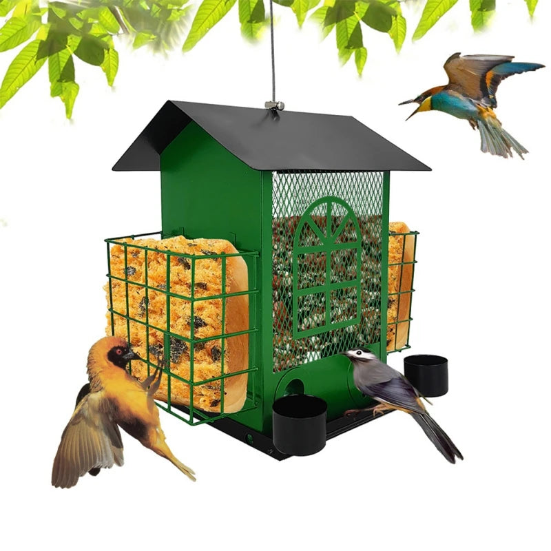 Washable Metal Hanging Bird Feeder | Multi-functional Squirrel Proof House-shaped | Bird Feeder Garden Decorations