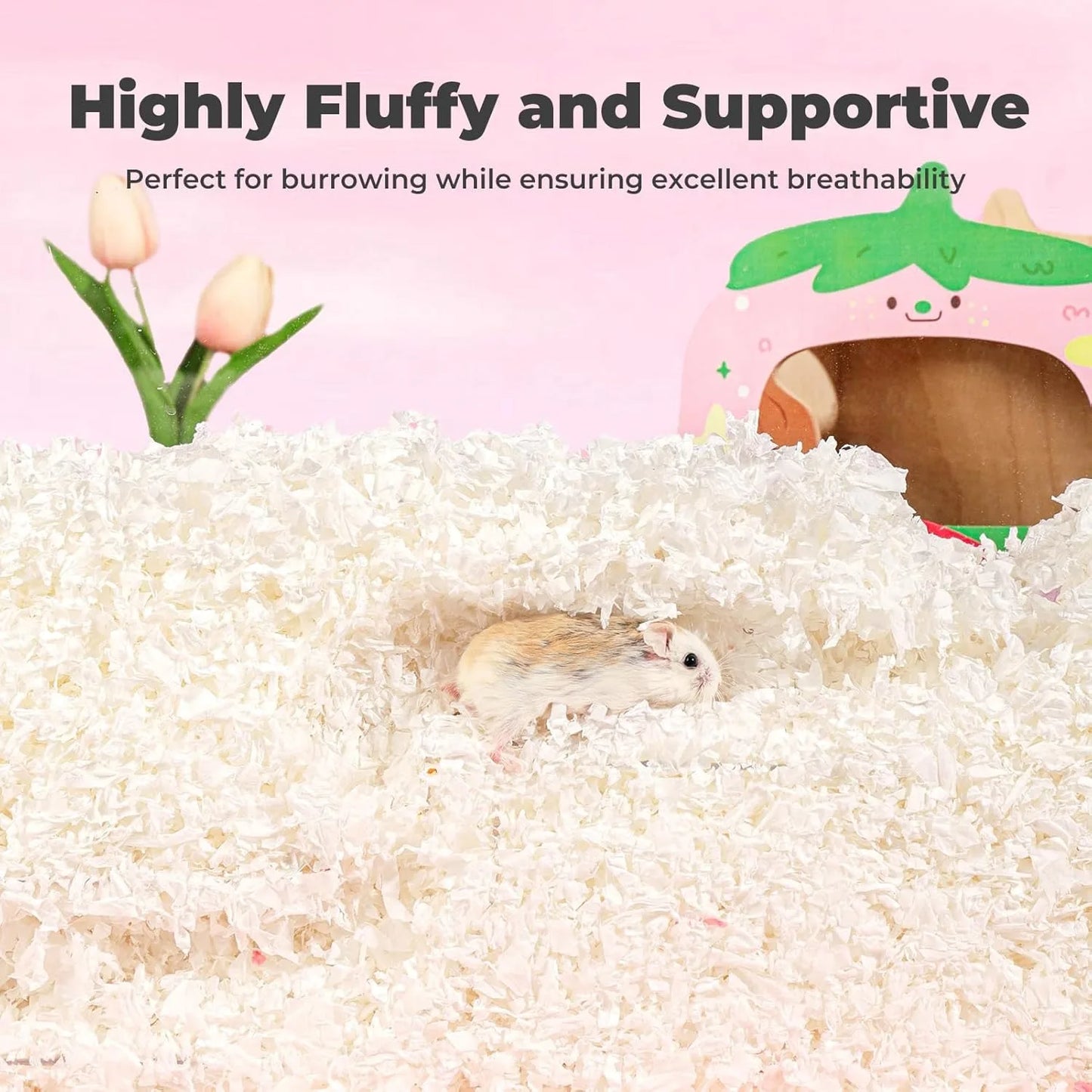23L/50L Paper Small Pet Bedding, Hamster, Rabbits, Guinea Pigs, Odor Control Dust-Free, Moisture Absorbent Natural Shavings Bedding