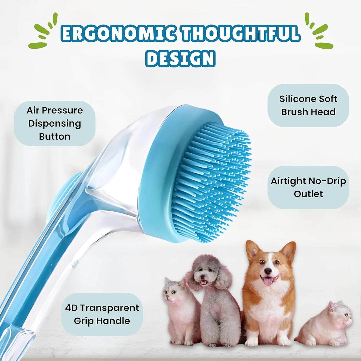 Pet Bath Brush - Soft Bristle Pet Grooming Tool for Dogs And Cats