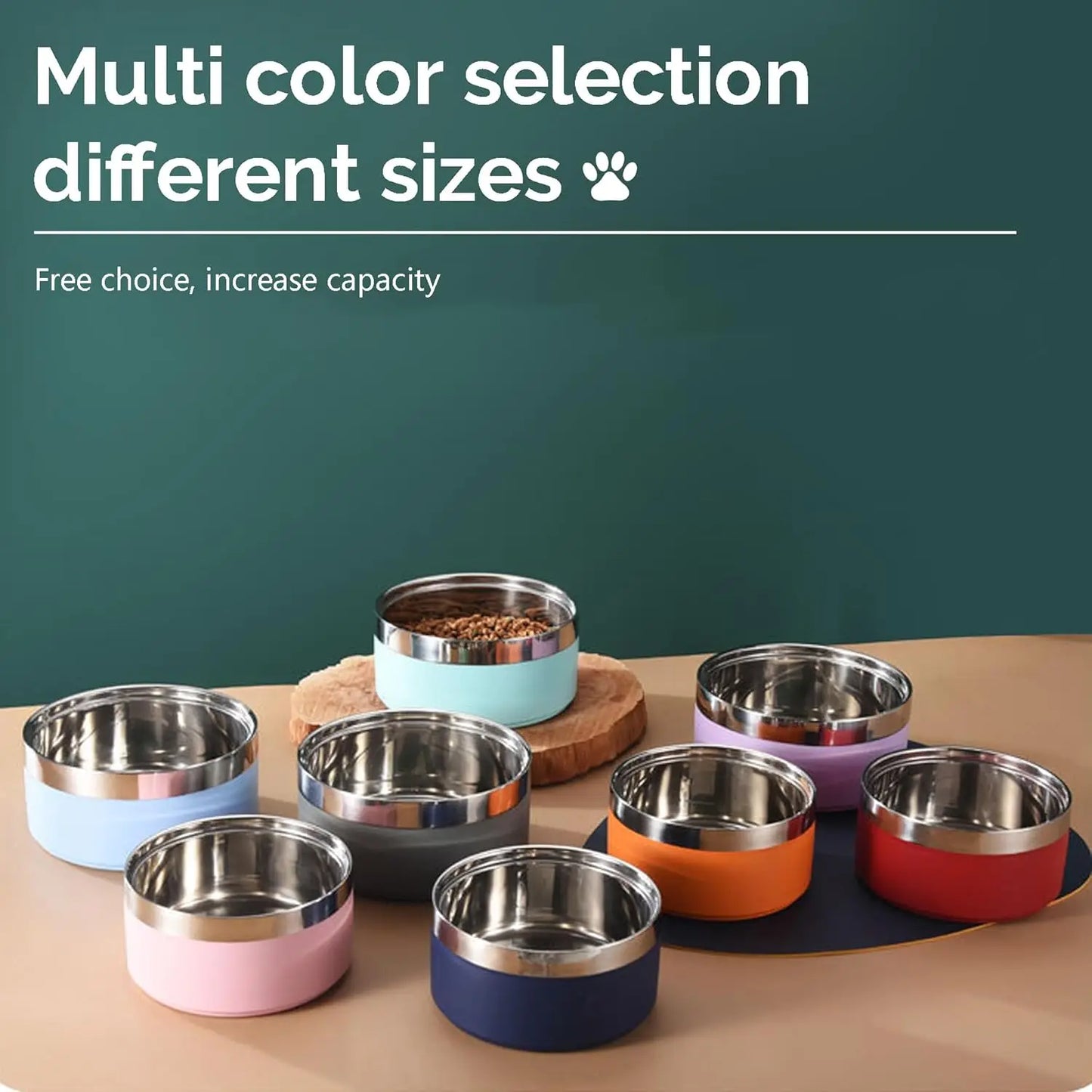 Customized Stainless Steel Pet Bowls with Name Engraving, Durable Double-Layer Design for Cats and Dogs