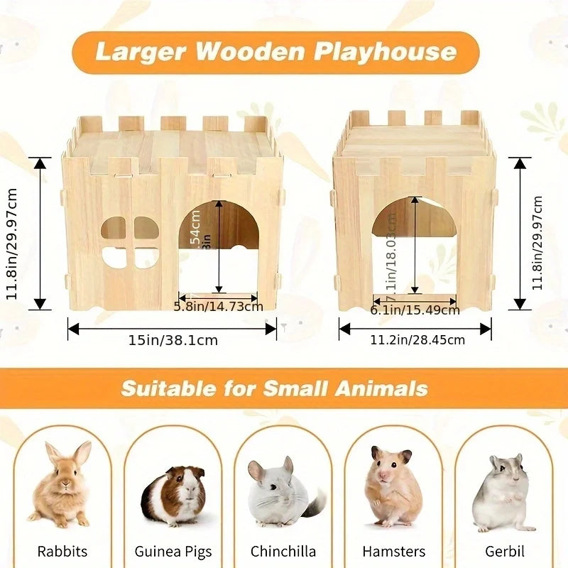 Rabbit Castle Hiding Place, Guinea Pig, Totoro, Hedgehog, Detachable Habitat, Toy Decoration, Evading House, Wood