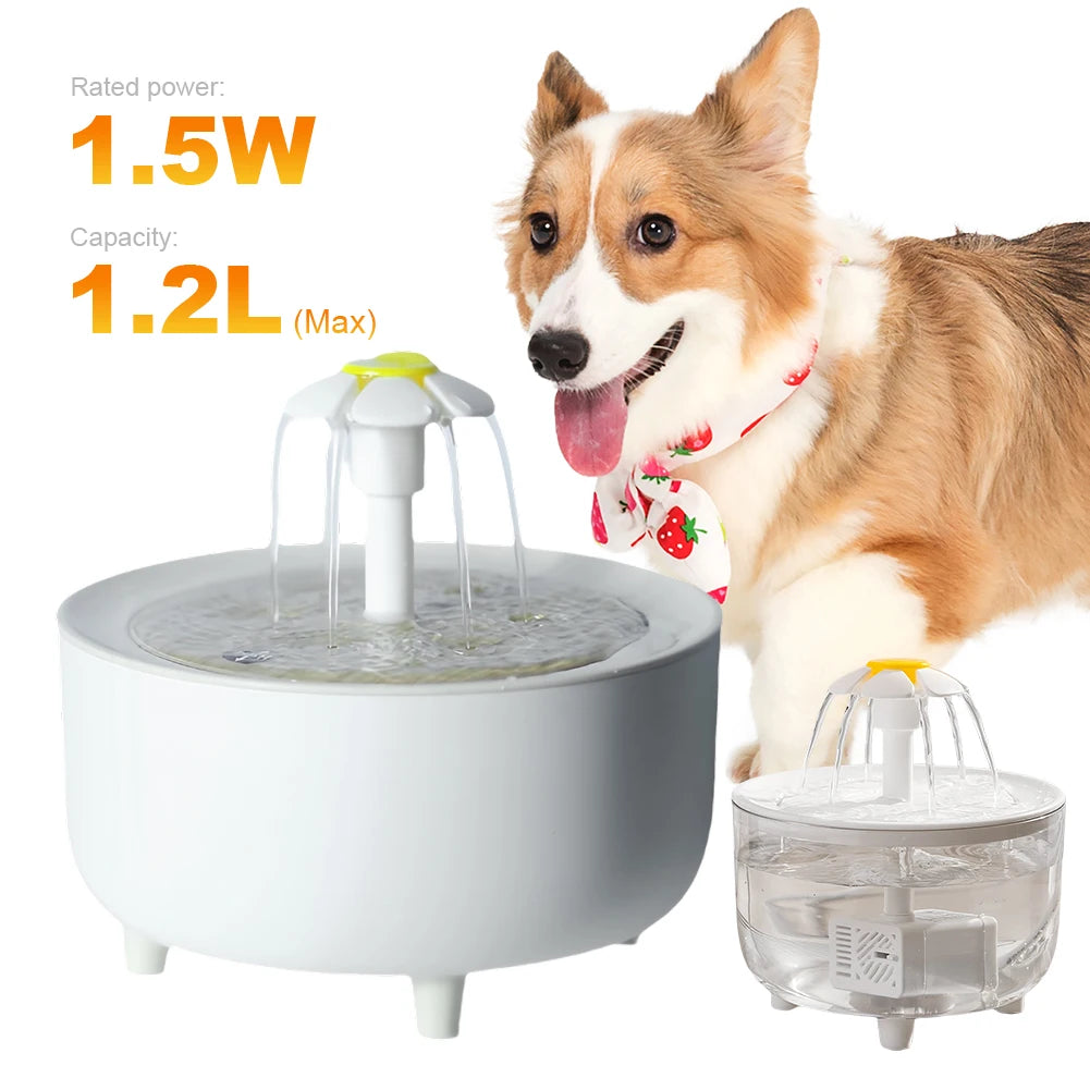 1200ml Automatic Cat Water Fountain Filter USB Electric Water Dispenser