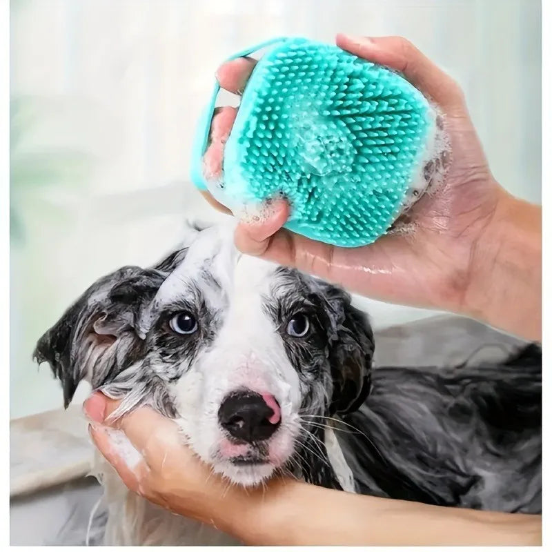 Multi-Functional Pet Cleaning Brush – Silicone, Hair Removal, Massage Bath, Dog-Safe with Bubbles