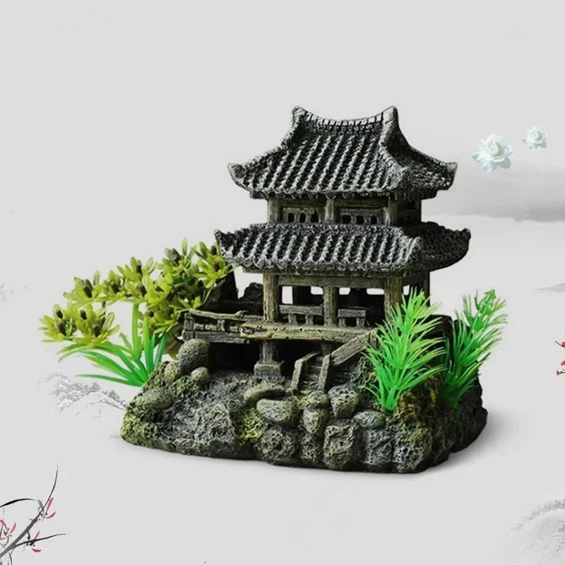 Simulation Decoration Fish Tank Ornament |  Resin Aquarium Decor Landscape House Model
