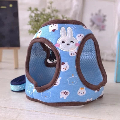 Dog Harness Vest |  Pet Collar And Leash Set | Soft Adjustable Designer Custom | For Cats and dogs