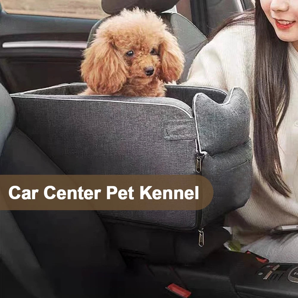 Multipurpose Center Console Dog Car Seat with Shoulder Straps Portable Pet Booster Seats for Small Dogs