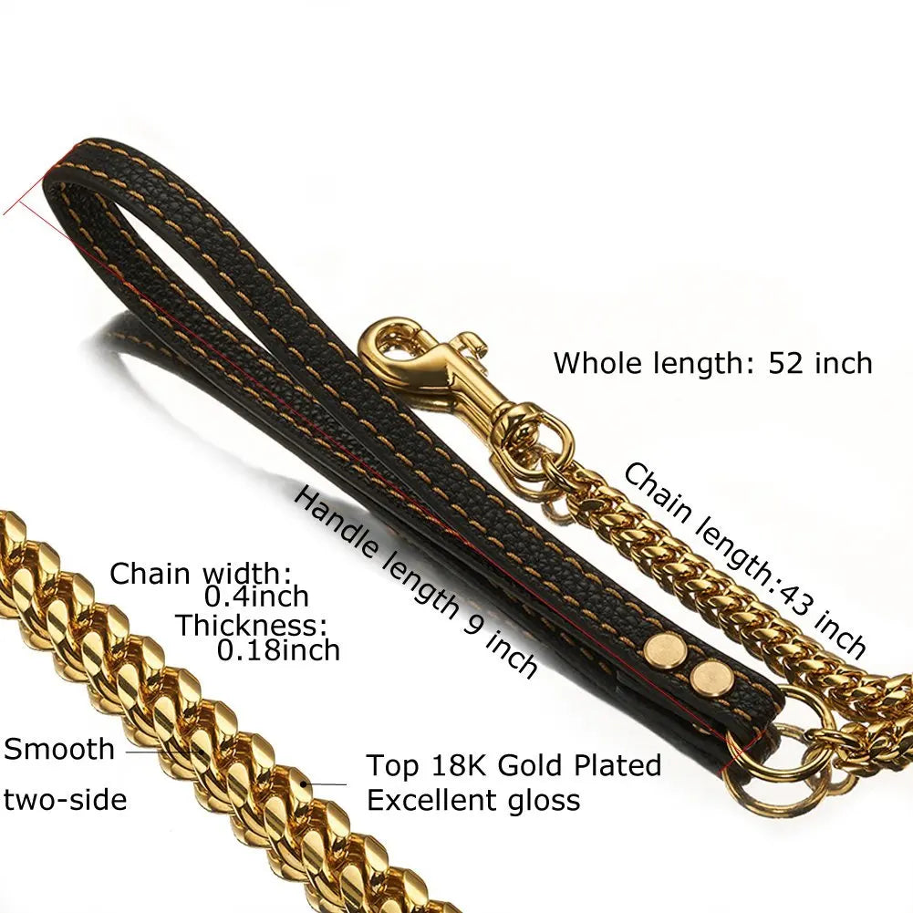 Stainless Chain Large Collar  Dogs Medium | Small Steel Gold  link for  Walking/Training
