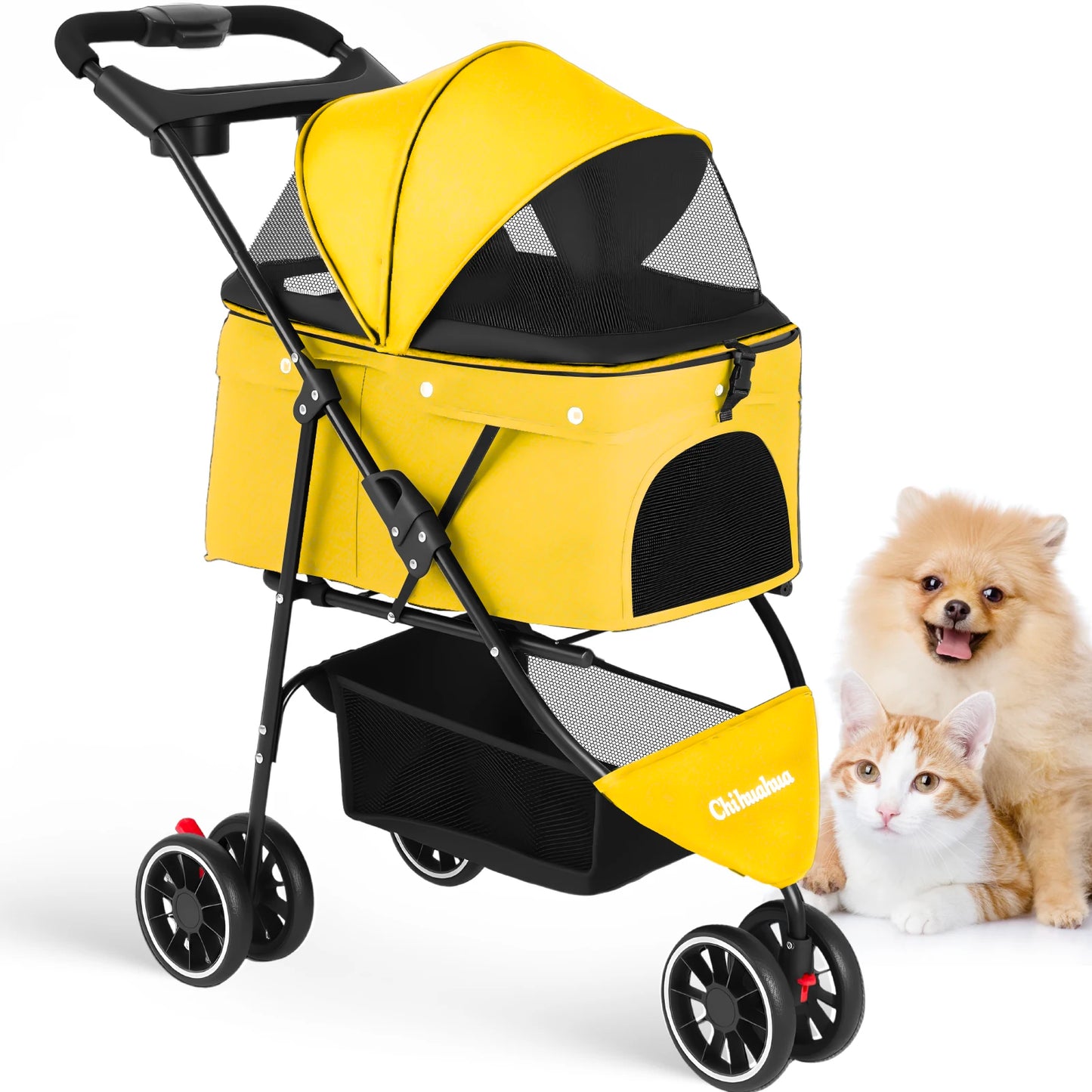 Pet Stroller For Small Puppy Dogs & Cats Travel Portable, Foldable Carrier