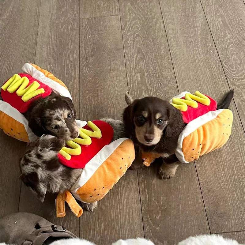 Funny Halloween Dog Costumes | Hot Dog Shaped Dachshund Sausage Adjustable Clothes | Pet Apparel Dressing Up Cat Party Costume Suit